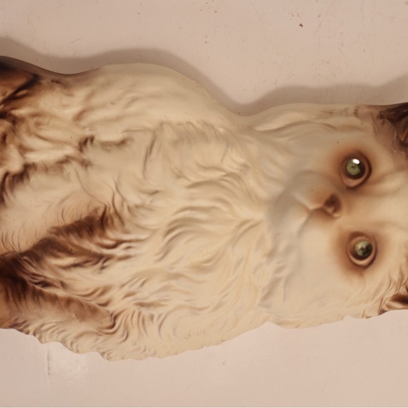 Cream and Brown Cat Figurine Chalkware kitschy MCM home Cat love gift for her - Picture 1 of 4